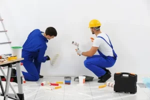 Two Man painting in wall with different colour sceme  in Low Cost Painting Services